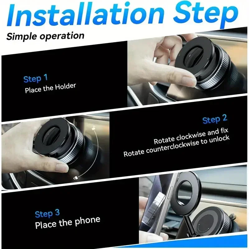Magnetic Phone Holder 360° Rotatable  Phone Holder |  Foldable Design, Vacuum Suction Cup | Perfect for Car Dashboard