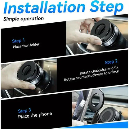 Magnetic Phone Holder 360° Rotatable  Phone Holder |  Foldable Design, Vacuum Suction Cup | Perfect for Car Dashboard