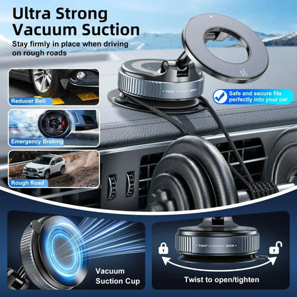 Magnetic Phone Holder 360° Rotatable  Phone Holder |  Foldable Design, Vacuum Suction Cup | Perfect for Car Dashboard