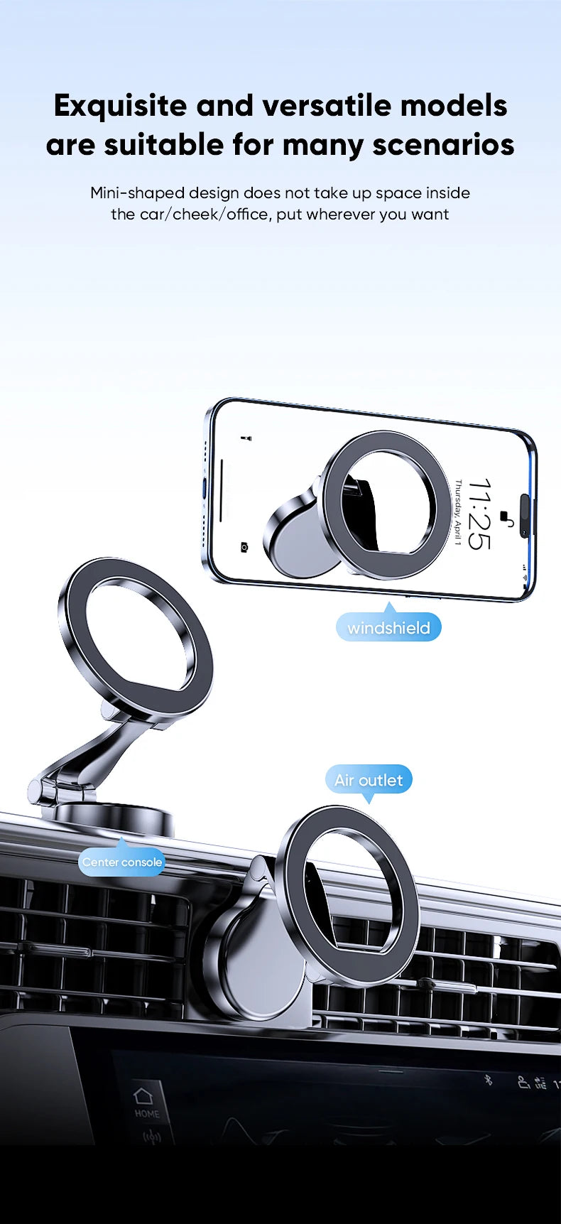 1080 Magsafe Car Phone Holder For Vehicles Mobile Support For The Car Cell Phone Holder in Car For iPhone 16 15 Pro Max Plus