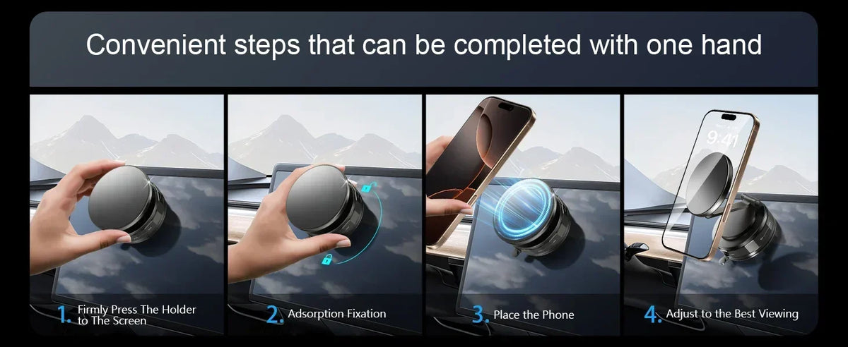 Magnetic Phone Holder 360° Rotatable  Phone Holder |  Foldable Design, Vacuum Suction Cup | Perfect for Car Dashboard