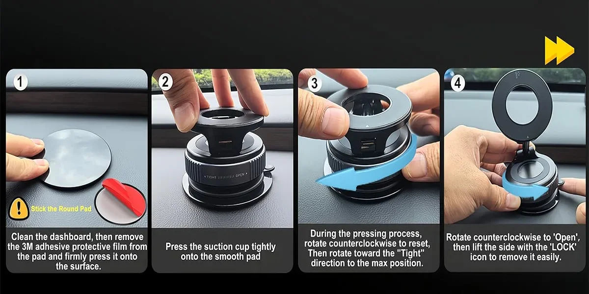 Magnetic Phone Holder 360° Rotatable  Phone Holder |  Foldable Design, Vacuum Suction Cup | Perfect for Car Dashboard