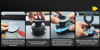 Magnetic Phone Holder 360° Rotatable  Phone Holder |  Foldable Design, Vacuum Suction Cup | Perfect for Car Dashboard