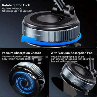 Magnetic Phone Holder 360° Rotatable  Phone Holder |  Foldable Design, Vacuum Suction Cup | Perfect for Car Dashboard