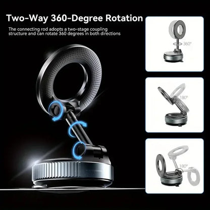 Magnetic Phone Holder 360° Rotatable  Phone Holder |  Foldable Design, Vacuum Suction Cup | Perfect for Car Dashboard