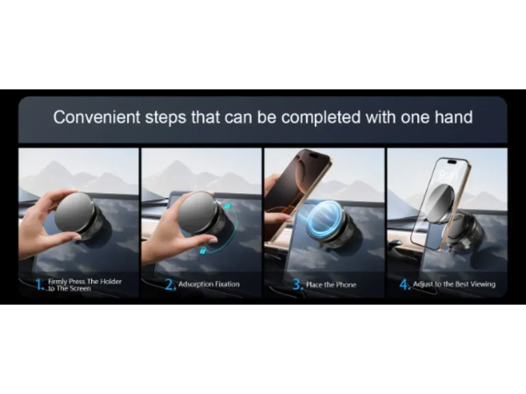 Magnetic Phone Holder 360° Rotatable  Phone Holder |  Foldable Design, Vacuum Suction Cup | Perfect for Car Dashboard