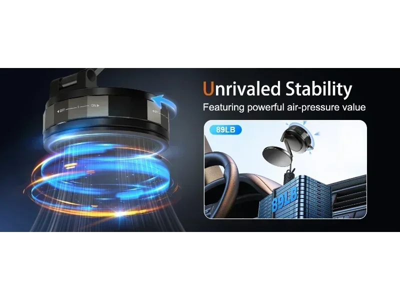 Magnetic Phone Holder 360° Rotatable  Phone Holder |  Foldable Design, Vacuum Suction Cup | Perfect for Car Dashboard
